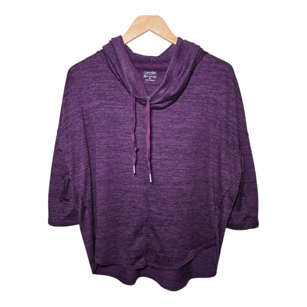 Calvin Klein Performance Women's Medium Purple Cowl Neck Drawstring Pullover